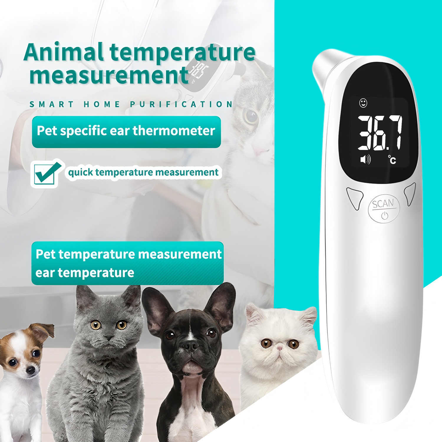 Pet Supplies App - Termometer Telinga Hewan Peliharaan Digital Tanpa