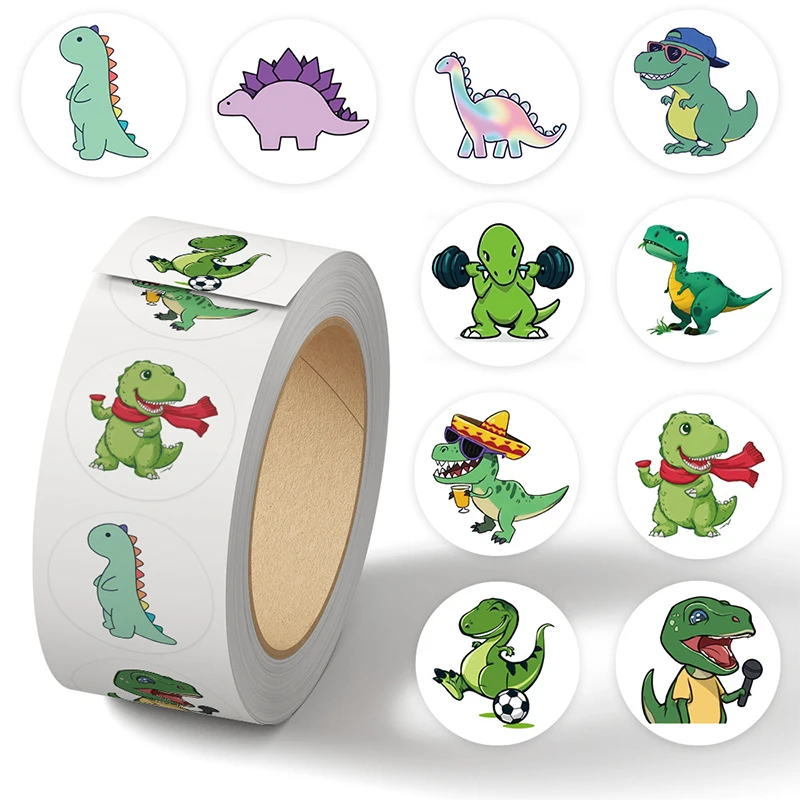 Pet Supplies Rewards - 500 Buah Stiker Gulungan Dinosaurus Kartun