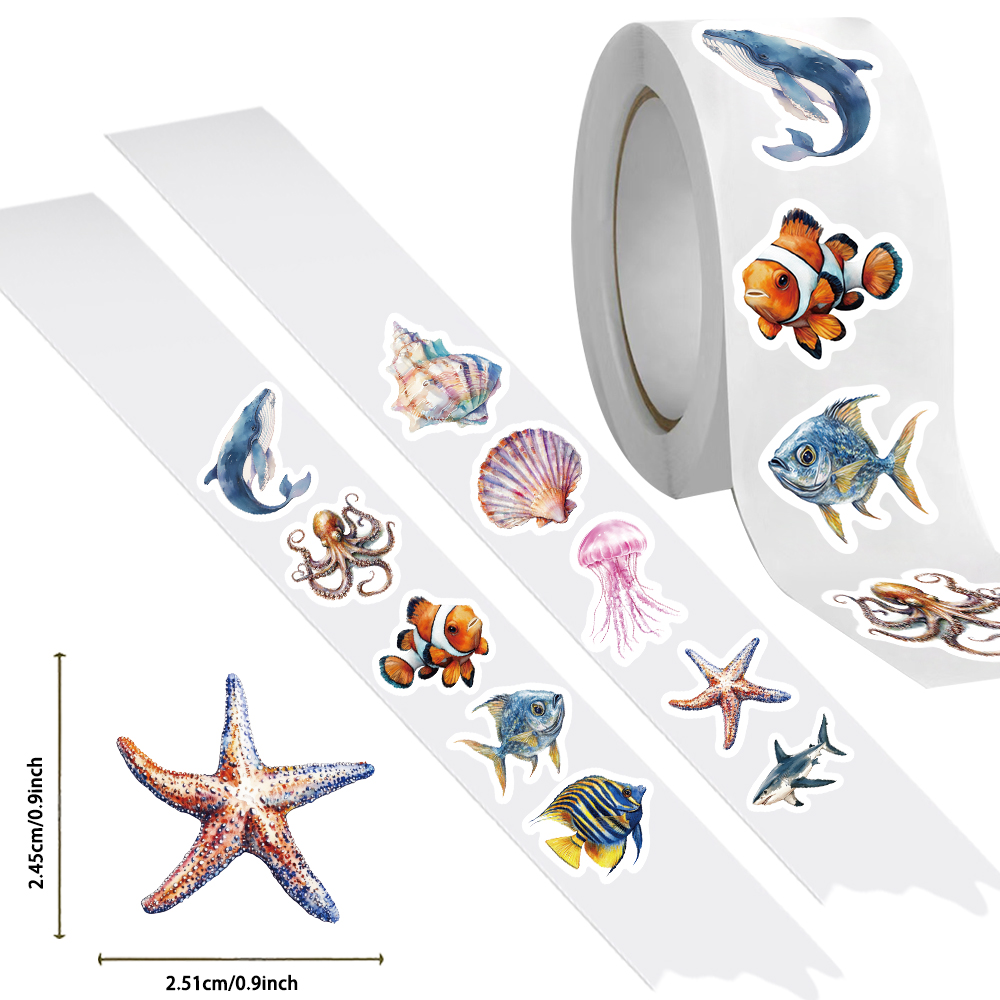 Pet Supplies Rewards - 500 Buah Stiker Hewan Laut Gulungan